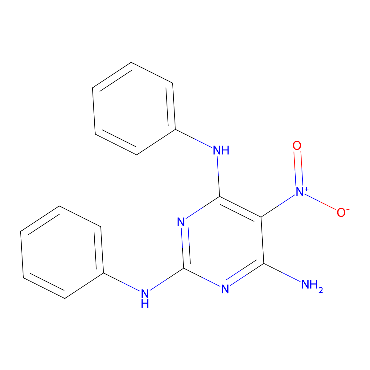 5-nitro-N2,N4-diphenylpyrimidine-2,4,6-triamine molecular structure, CAS 714247-36-6