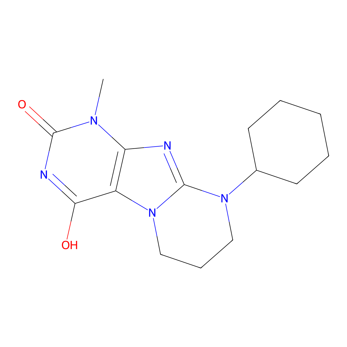 9-cyclohexyl-1-methyl-7,8-dihydro-6H-purino[7,8-a]pyrimidine-2,4-dione molecular structure, CAS 714247-99-1