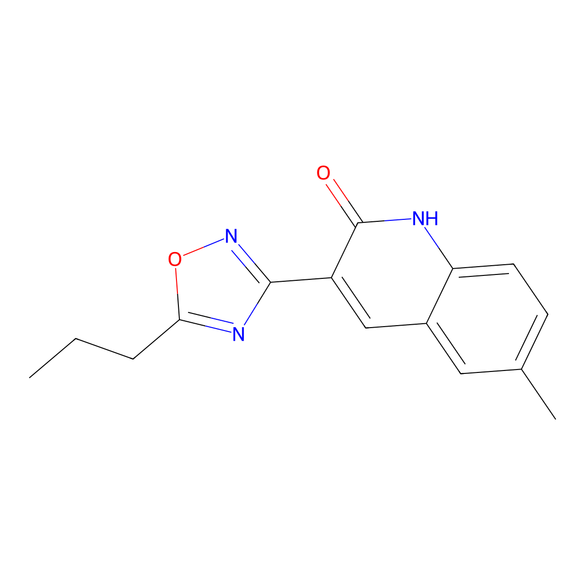 6-Methyl-3-(5-propyl-[1,2,4]oxadiazol-3-yl)-quinolin-2-ol molecular structure, CAS 714252-85-4