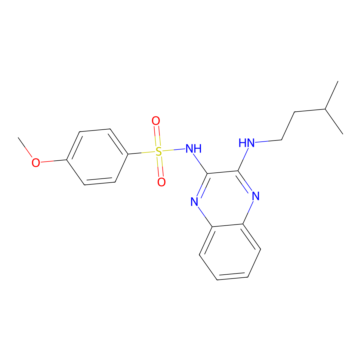 4-methoxy-N-{3-[(3-methylbutyl)amino]quinoxalin-2-yl}benzenesulfonamide molecular structure, CAS 714253-01-7