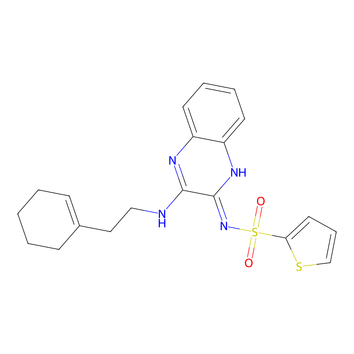 N-[3-[2-(cyclohexen-1-yl)ethylamino]quinoxalin-2-yl]thiophene-2-sulfonamide molecular structure, CAS 714253-54-0