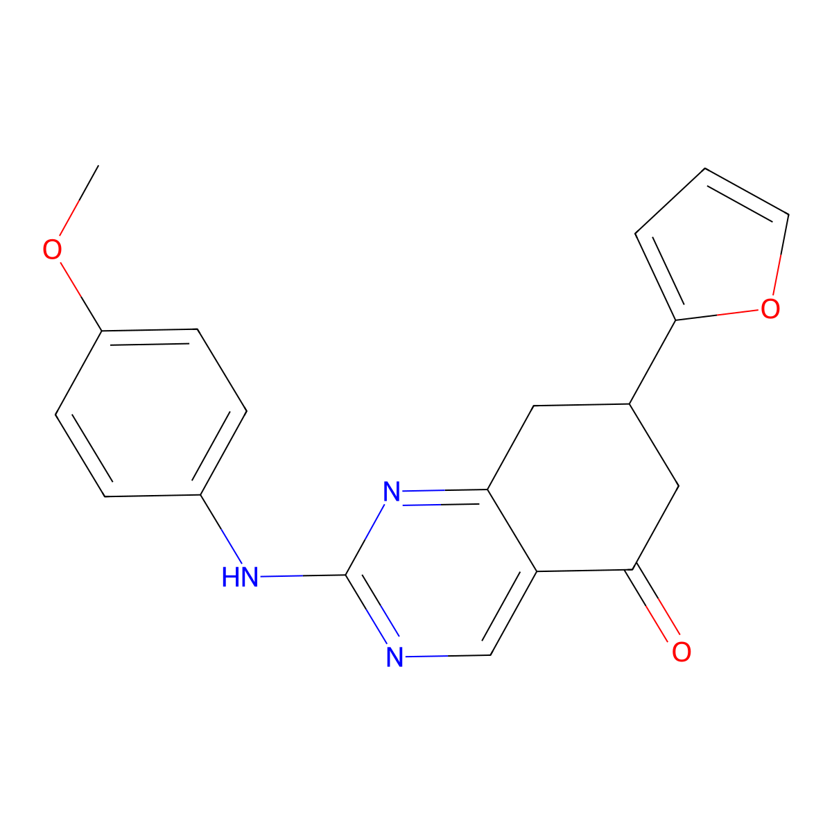 7-(2-furyl)-2-[(4-methoxyphenyl)amino]-7,8-dihydroquinazolin-5(6H)-one molecular structure, CAS 714253-57-3