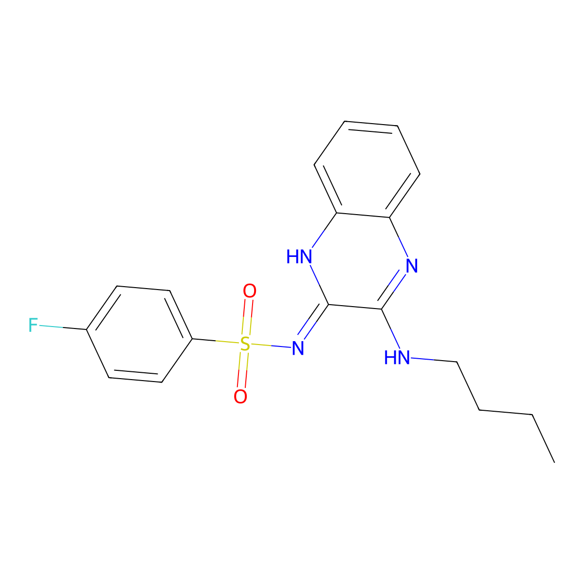 N-[3-(butylamino)quinoxalin-2-yl]-4-fluorobenzenesulfonamide molecular structure, CAS 714253-60-8