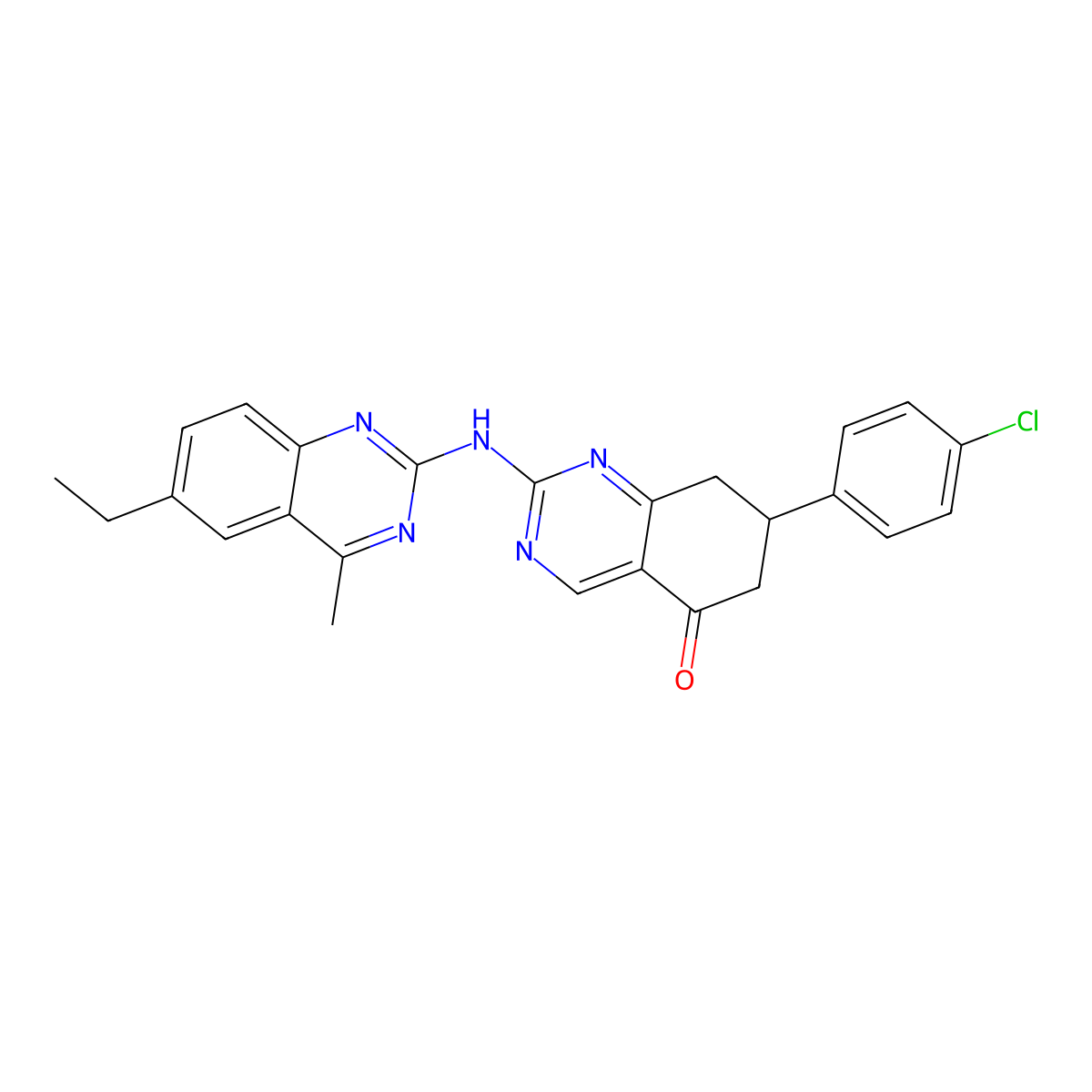 7-(4-chlorophenyl)-2-[(6-ethyl-4-methylquinazolin-2-yl)amino]-7,8-dihydroquinazolin-5(6H)-one molecular structure, CAS 714253-86-8