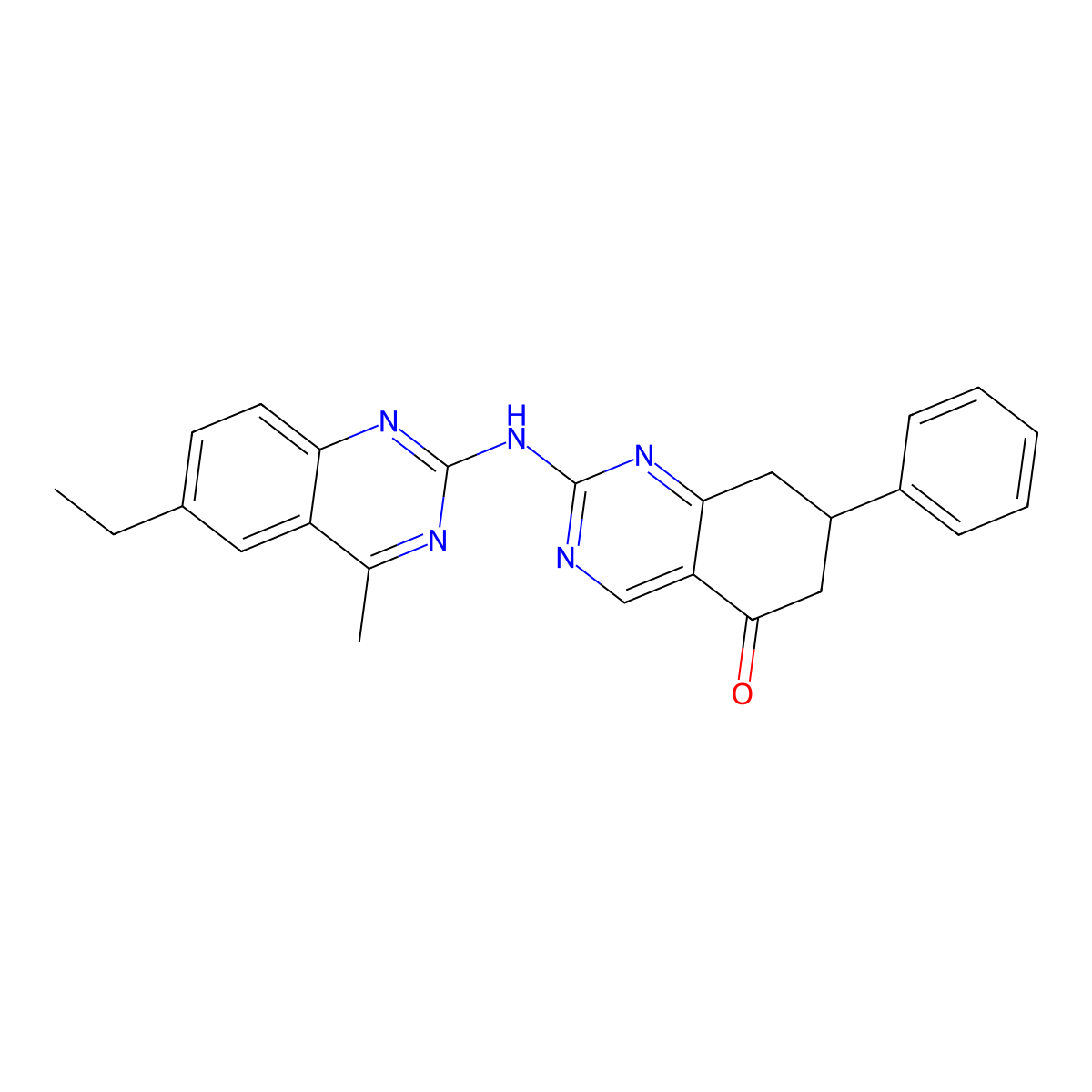 2-[(6-ethyl-4-methylquinazolin-2-yl)amino]-7-phenyl-7,8-dihydroquinazolin-5(6H)-one molecular structure, CAS 714254-48-5