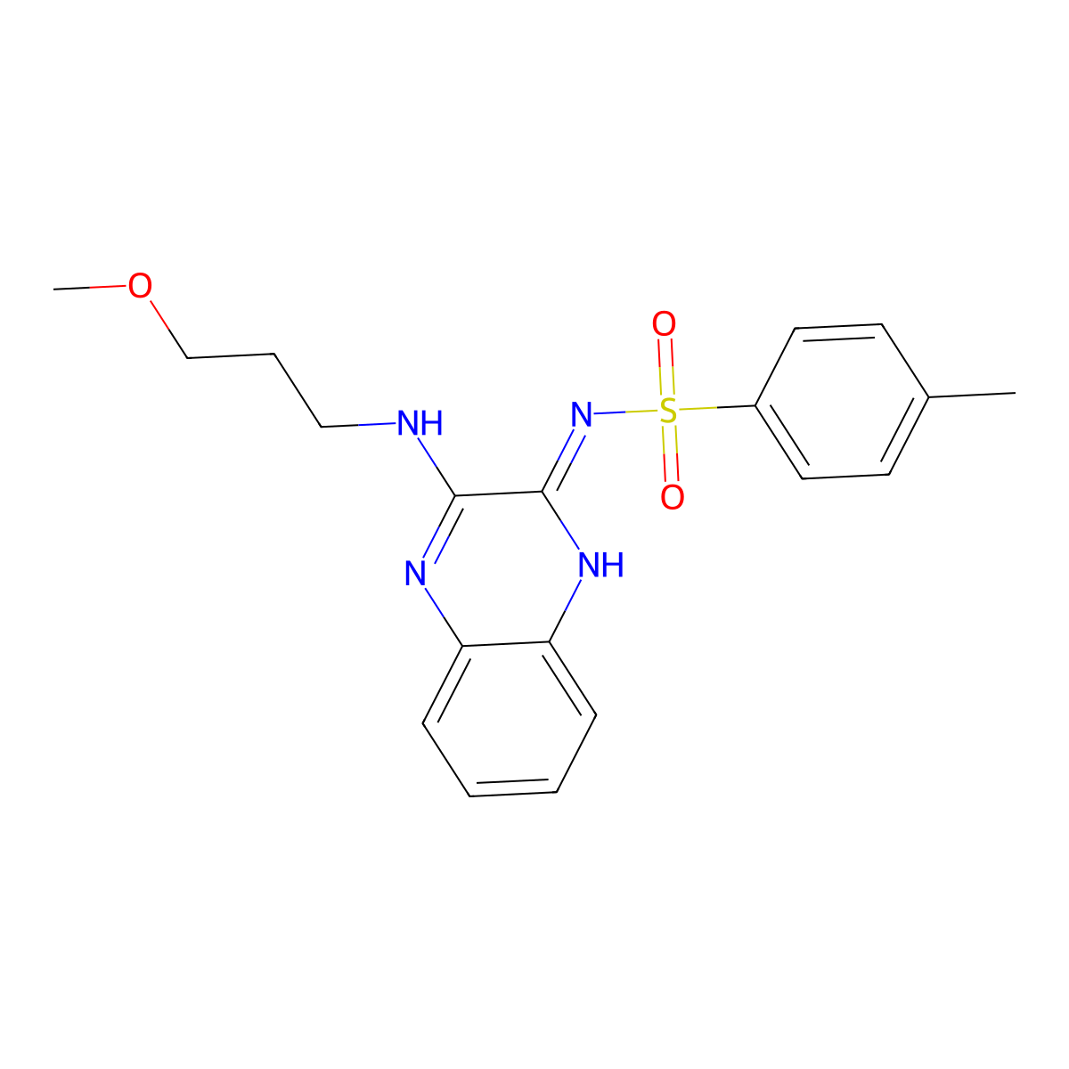 N-[3-(3-methoxypropylamino)quinoxalin-2-yl]-4-methylbenzenesulfonamide molecular structure, CAS 714255-00-2
