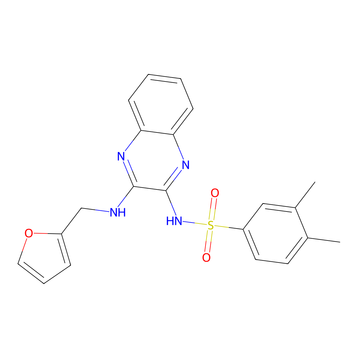 N-(3-((furan-2-ylmethyl)amino)quinoxalin-2-yl)-3,4-dimethylbenzenesulfonamide molecular structure, CAS 714256-16-3