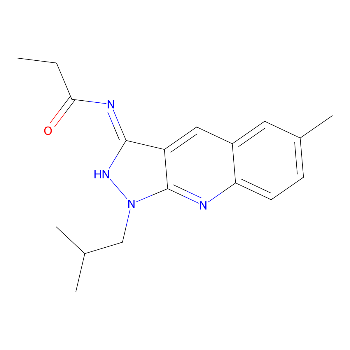 N-[6-methyl-1-(2-methylpropyl)pyrazolo[3,4-b]quinolin-3-yl]propanamide molecular structure, CAS 714256-51-6