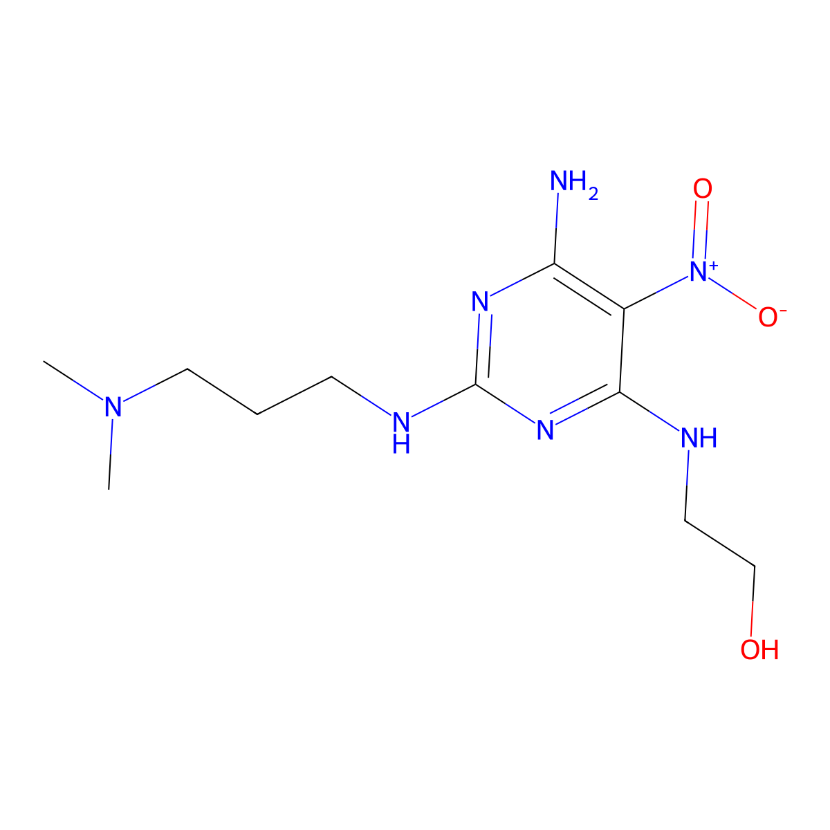 2-[[6-Amino-2-[3-(dimethylamino)propylamino]-5-nitro-4-pyrimidinyl]amino]ethanol molecular structure, CAS 714256-86-7