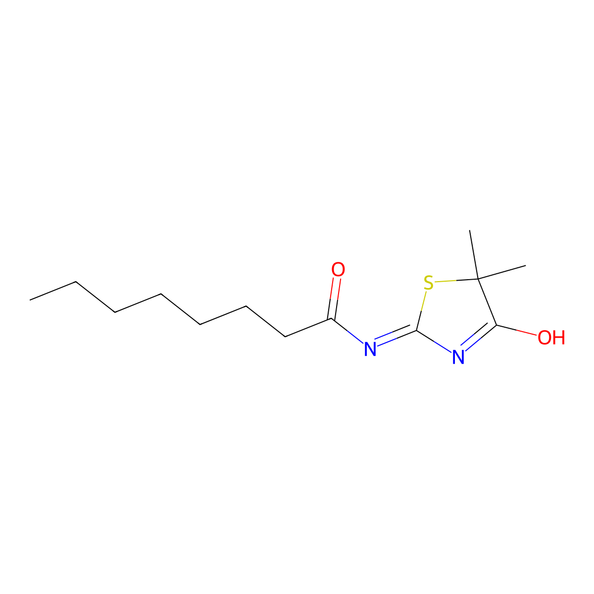 N-(5,5-dimethyl-4-oxo-1,3-thiazol-2-yl)octanamide molecular structure, CAS 714256-87-8