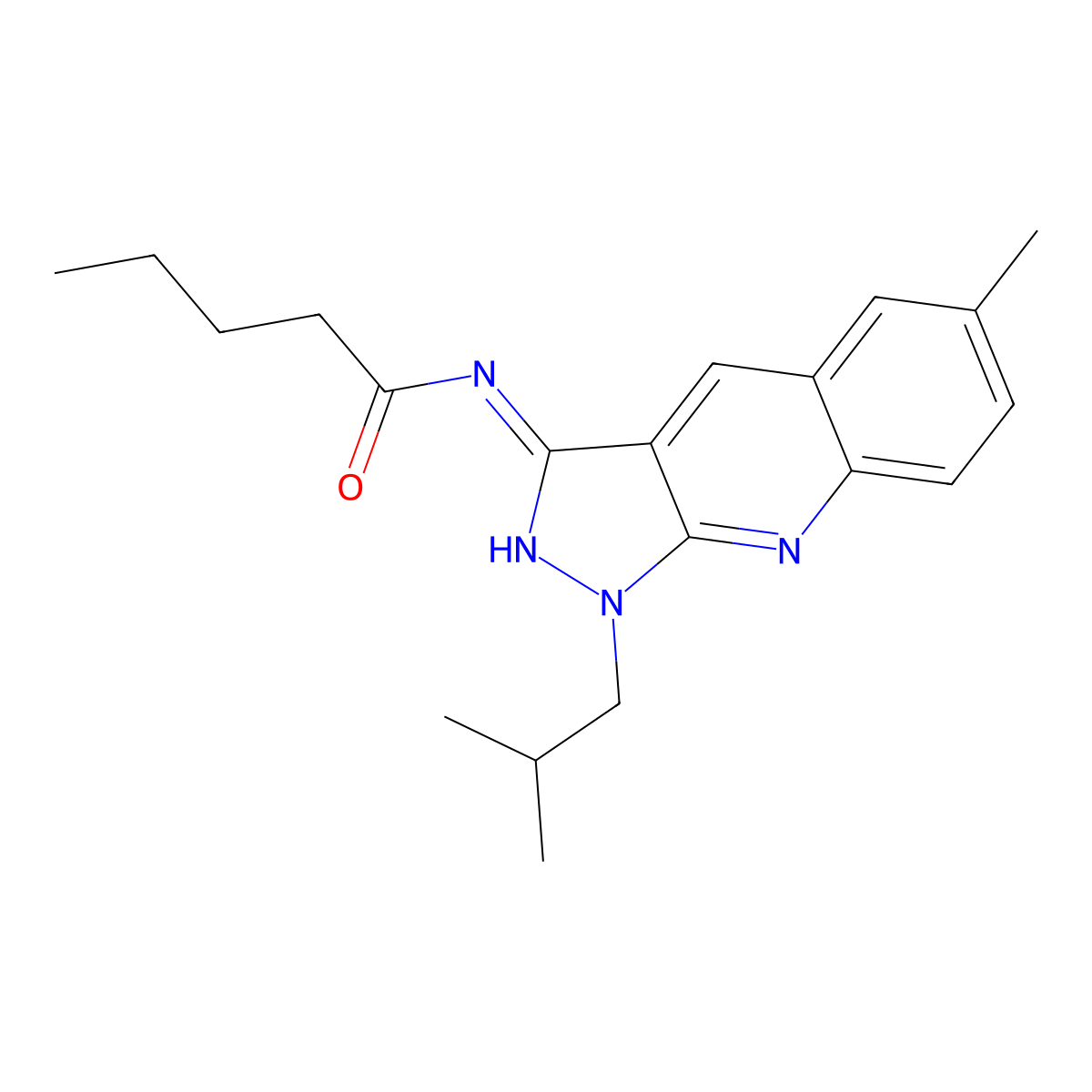 N-(1-isobutyl-6-methyl-1H-pyrazolo[3,4-b]quinolin-3-yl)pentanamide molecular structure, CAS 714257-23-5