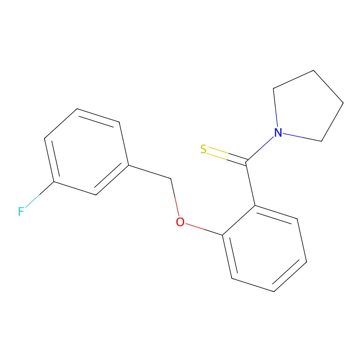 {2-[(3-Fluorobenzyl)oxy]phenyl}(pyrrolidin-1-yl)methanethione molecular structure, CAS 714259-02-6
