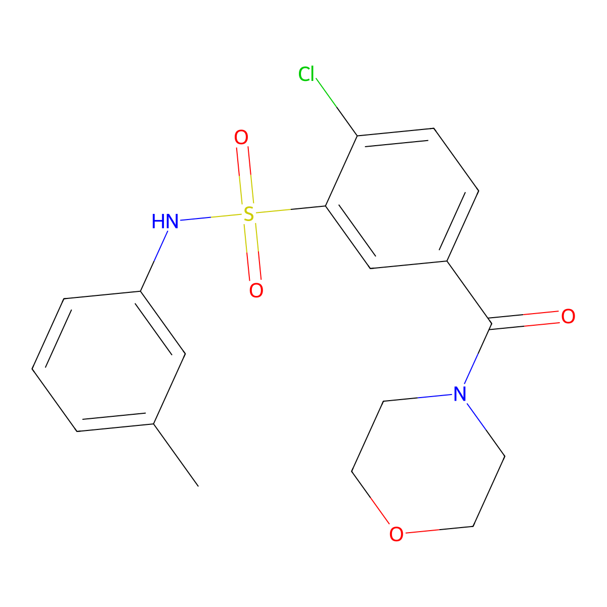 2-chloro-N-(3-methylphenyl)-5-(morpholine-4-carbonyl)benzenesulfonamide molecular structure, CAS 714259-33-3