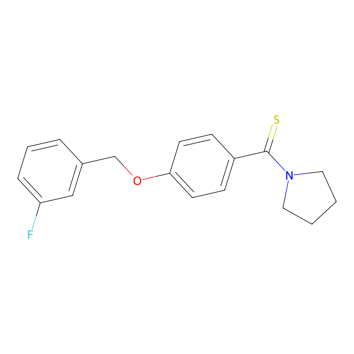 {4-[(3-Fluorobenzyl)oxy]phenyl}(pyrrolidin-1-yl)methanethione molecular structure, CAS 714259-45-7