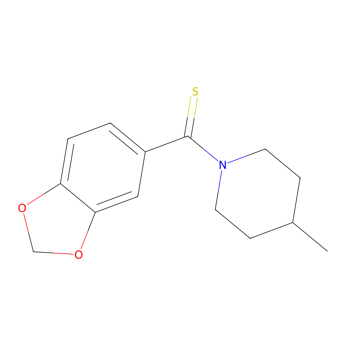 1,3-Benzodioxol-5-yl(4-methylpiperidin-1-yl)methanethione molecular structure, CAS 714259-83-3