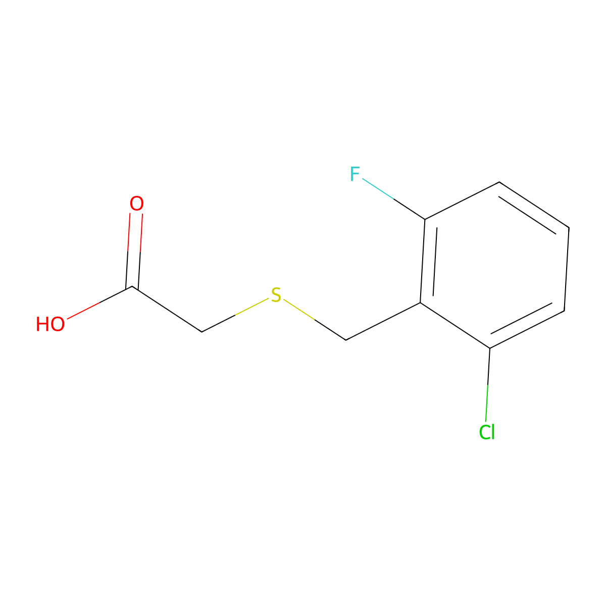 [(2-Chloro-6-fluorobenzyl)sulfanyl]acetic acid molecular structure, CAS 714260-38-5