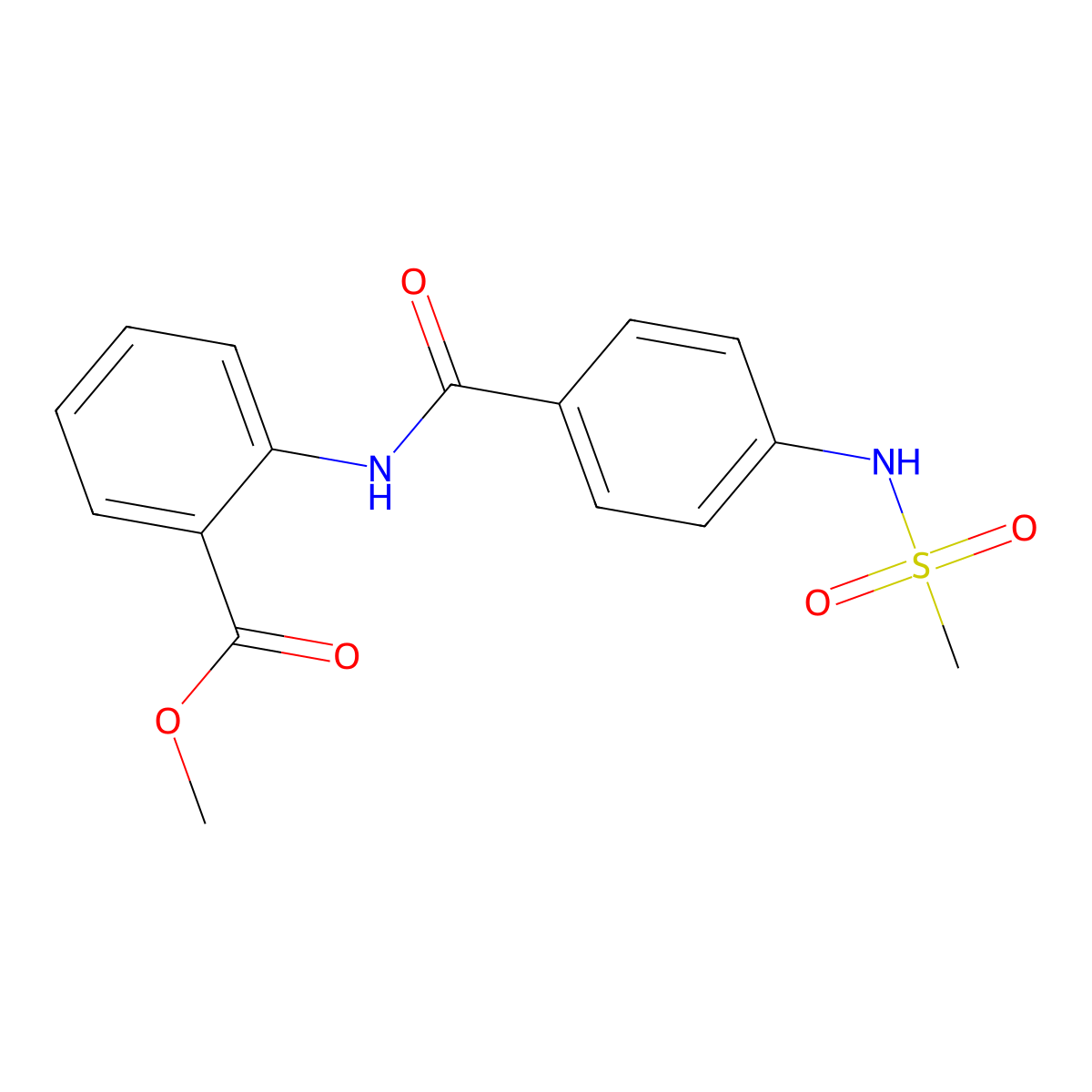 Methyl 2-({4-[(methylsulfonyl)amino]benzoyl}amino)benzoate molecular structure, CAS 714260-65-8