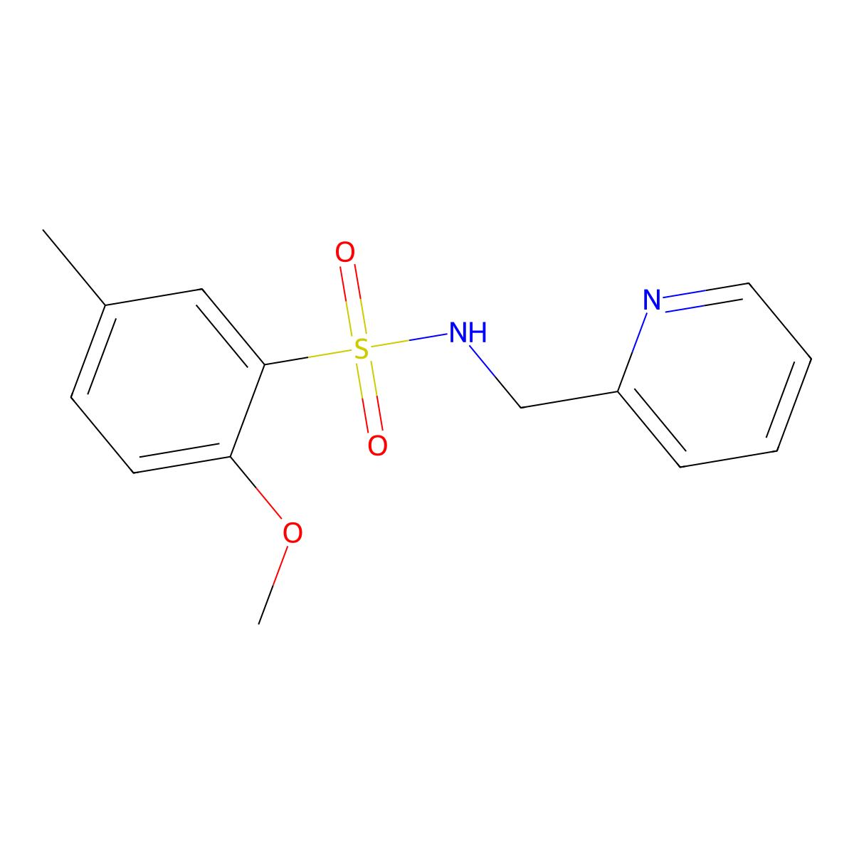 2-Methoxy-5-methyl-N-pyridin-2-ylmethyl-benzenesulfonamide molecular structure, CAS 714260-77-2