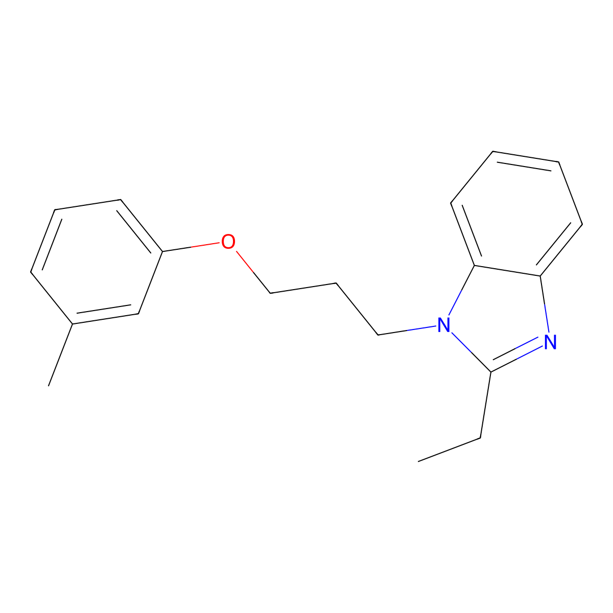 2-ethyl-1-[3-(3-methylphenoxy)propyl]-1H-1,3-benzodiazole molecular structure, CAS 714260-89-6