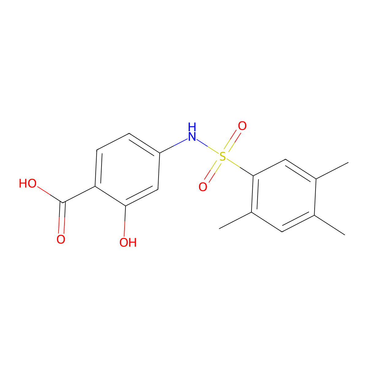 2-Hydroxy-4-[(2,4,5-trimethylphenyl)sulfonylamino]benzoic acid molecular structure, CAS 714261-09-3