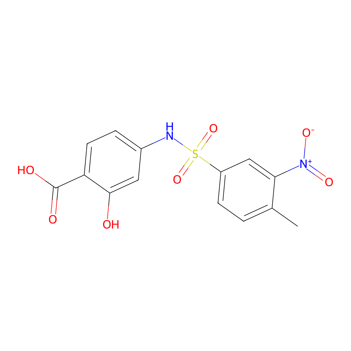 2-Hydroxy-4-{[(4-methyl-3-nitrophenyl)sulfonyl]amino}benzoic acid molecular structure, CAS 714261-14-0