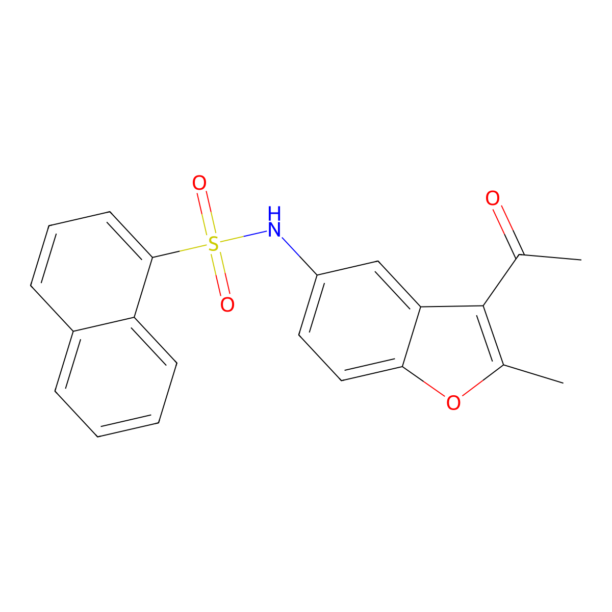 N-(3-acetyl-2-methyl-1-benzofuran-5-yl)naphthalene-1-sulfonamide molecular structure, CAS 714261-16-2