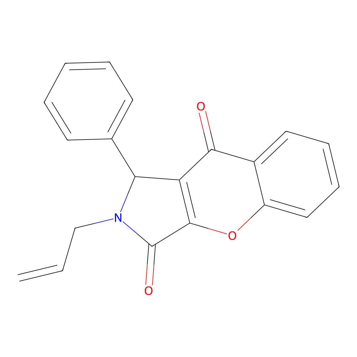 2-Allyl-1-phenyl-1,2-dihydrochromeno[2,3-c]pyrrole-3,9-dione molecular structure, CAS 714261-27-5
