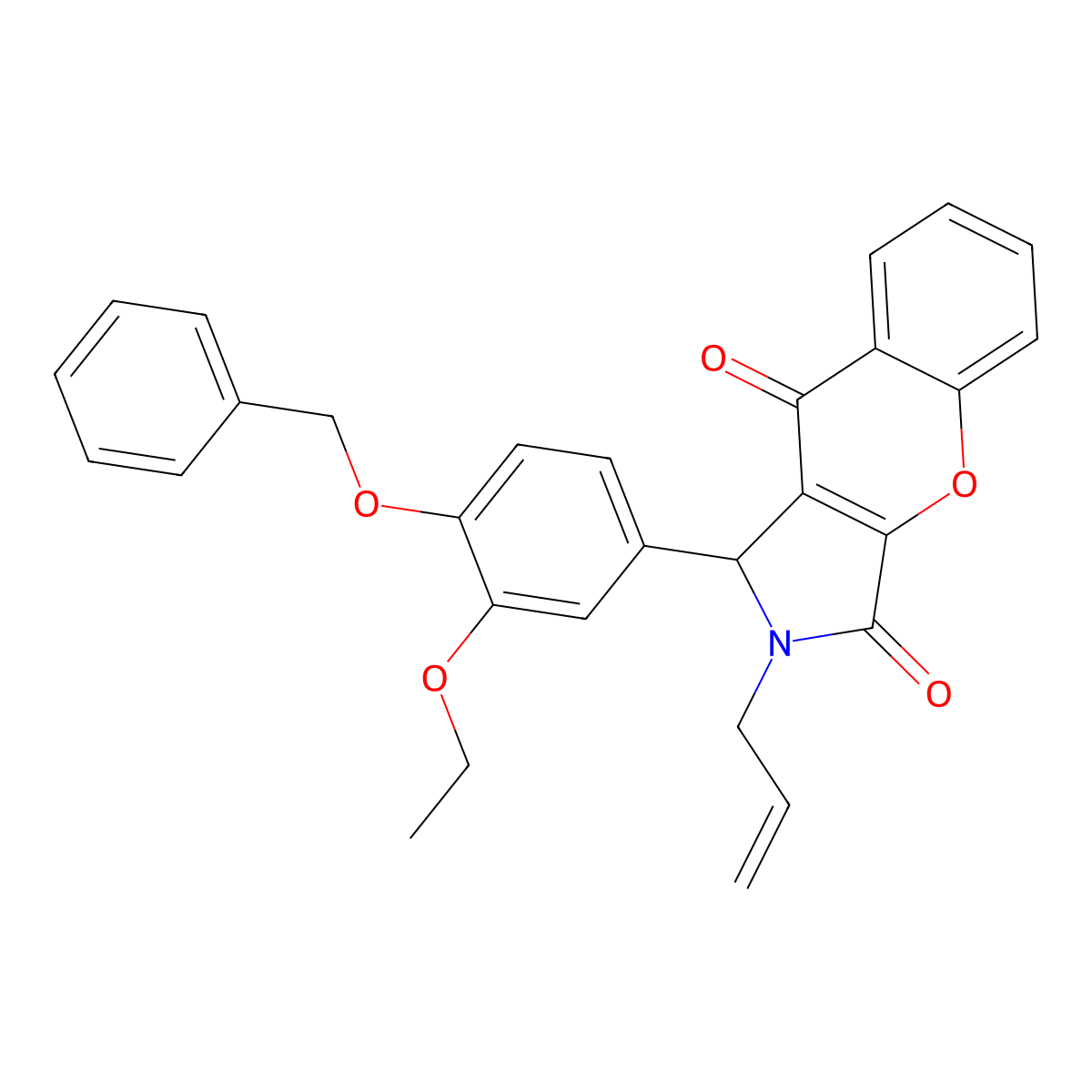 1-(3-ethoxy-4-phenylmethoxyphenyl)-2-prop-2-enyl-1H-chromeno[2,3-c]pyrrole-3,9-dione molecular structure, CAS 714261-30-0