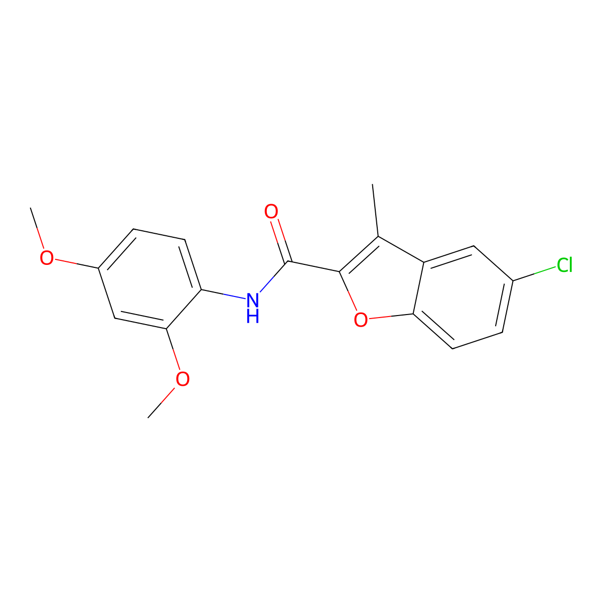 5-chloro-N-(2,4-dimethoxyphenyl)-3-methyl-1-benzofuran-2-carboxamide molecular structure, CAS 714261-36-6