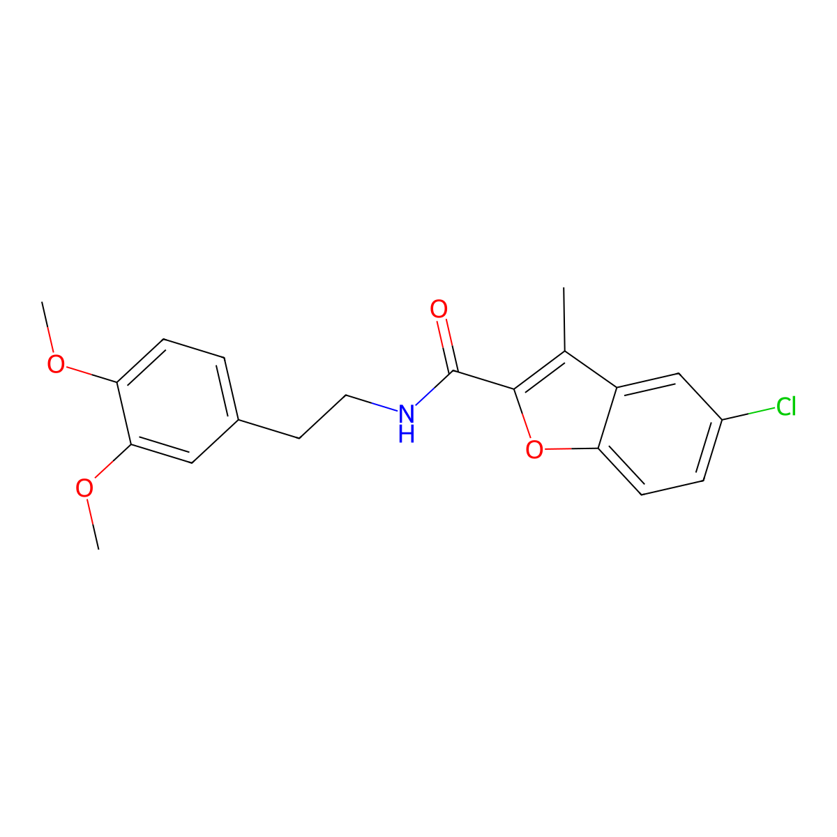 5-chloro-N-[2-(3,4-dimethoxyphenyl)ethyl]-3-methyl-1-benzofuran-2-carboxamide molecular structure, CAS 714261-37-7