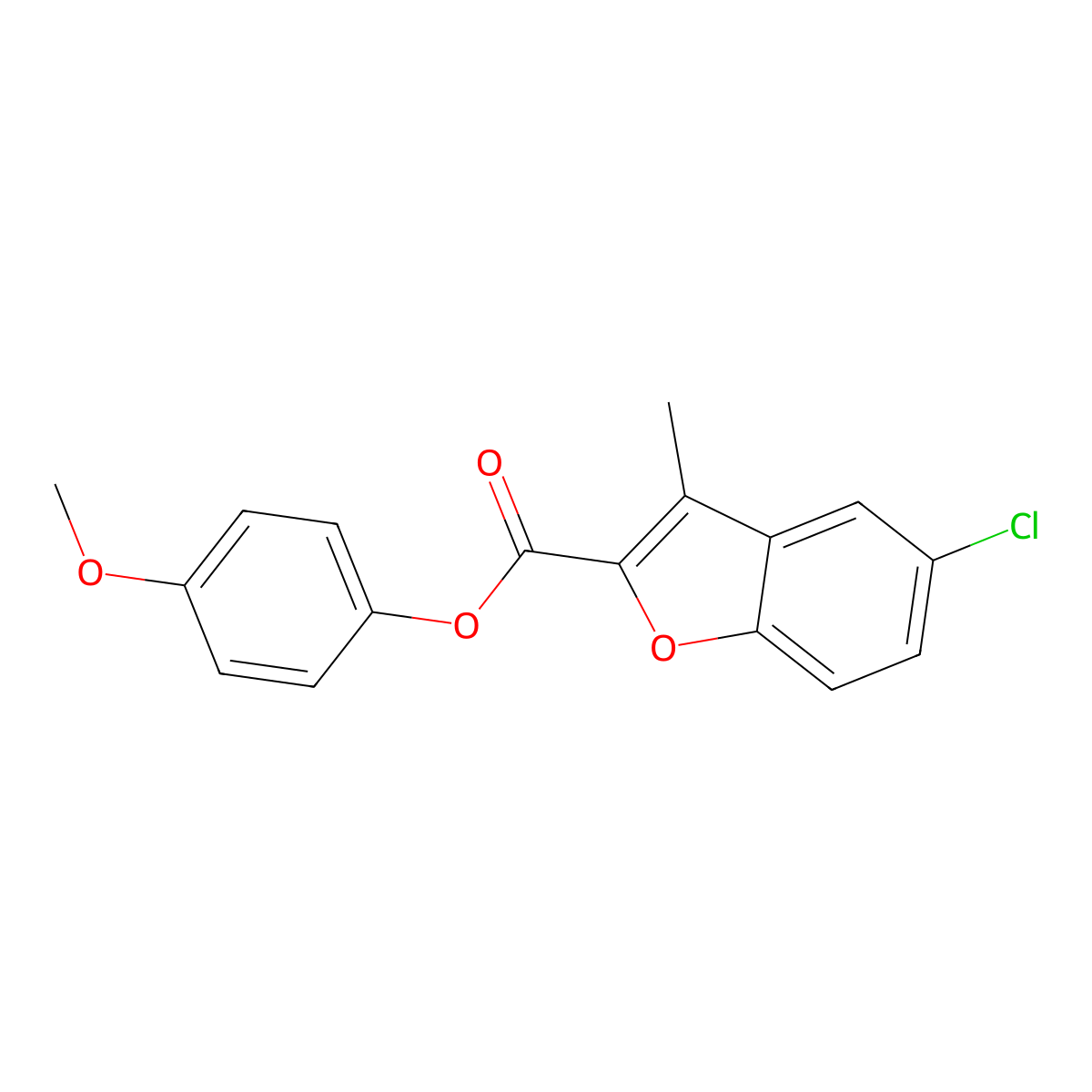 4-Methoxyphenyl 5-chloro-3-methyl-1-benzofuran-2-carboxylate molecular structure, CAS 714261-39-9