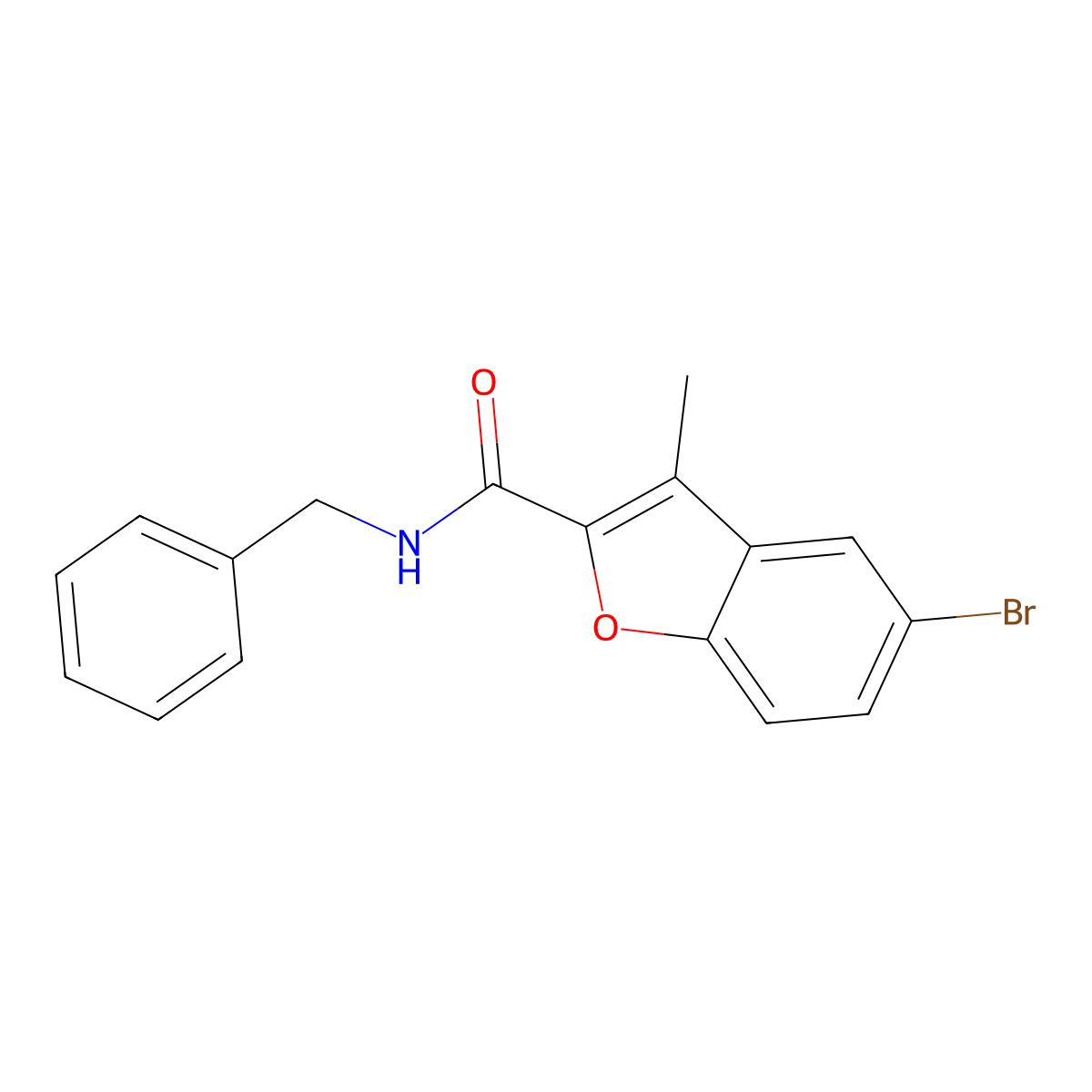 N-benzyl-5-bromo-3-methyl-1-benzofuran-2-carboxamide molecular structure, CAS 714261-41-3