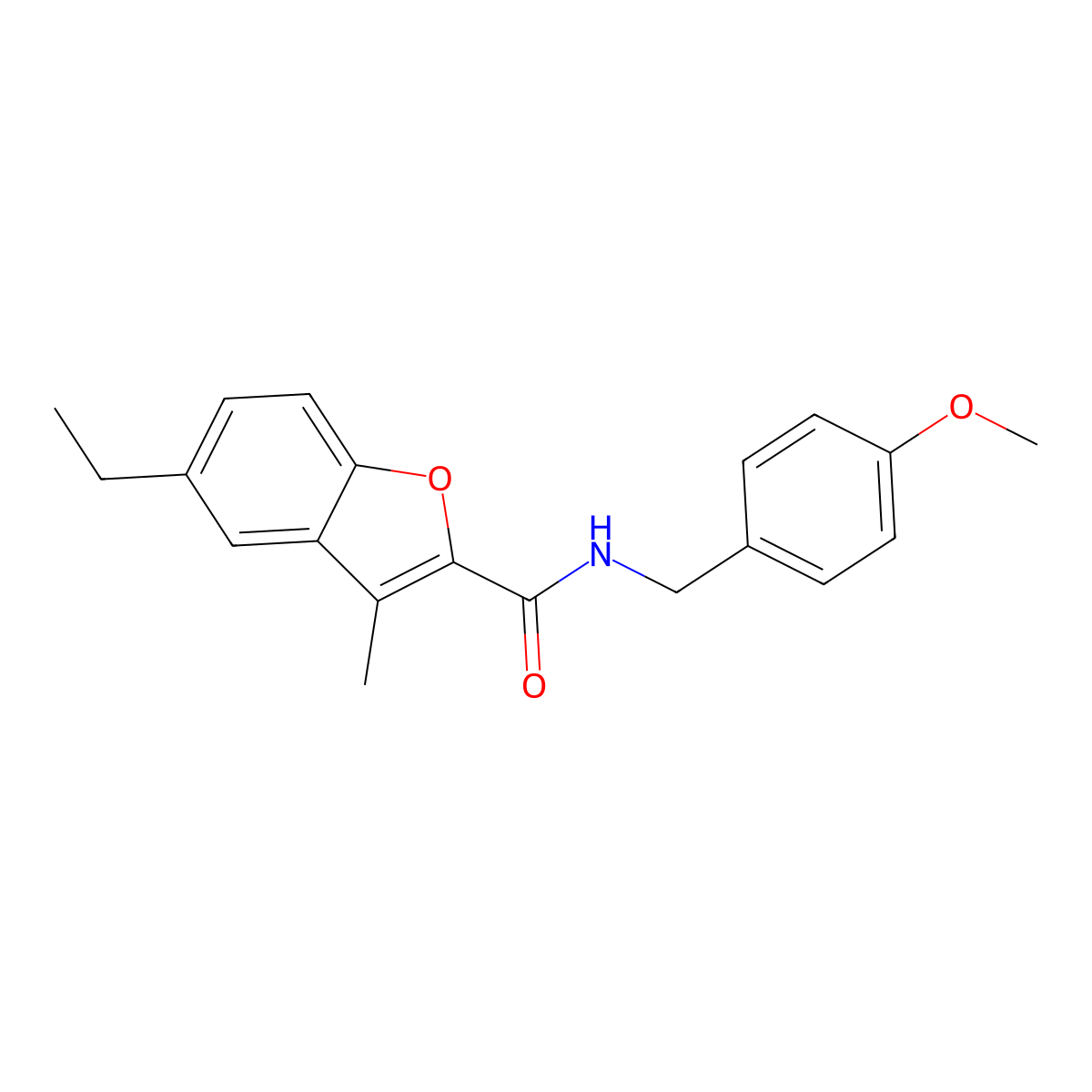 5-ethyl-N-[(4-methoxyphenyl)methyl]-3-methyl-1-benzofuran-2-carboxamide molecular structure, CAS 714261-51-5
