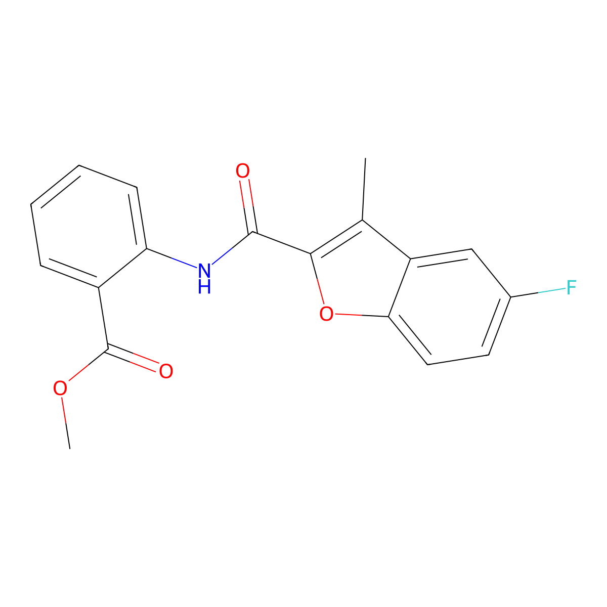 Methyl 2-{[(5-fluoro-3-methyl-1-benzofuran-2-yl)carbonyl]amino}benzoate molecular structure, CAS 714261-55-9