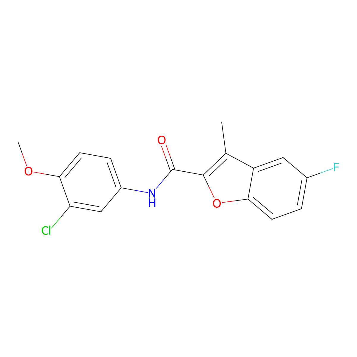N-(3-chloro-4-methoxyphenyl)-5-fluoro-3-methyl-1-benzofuran-2-carboxamide molecular structure, CAS 714261-56-0