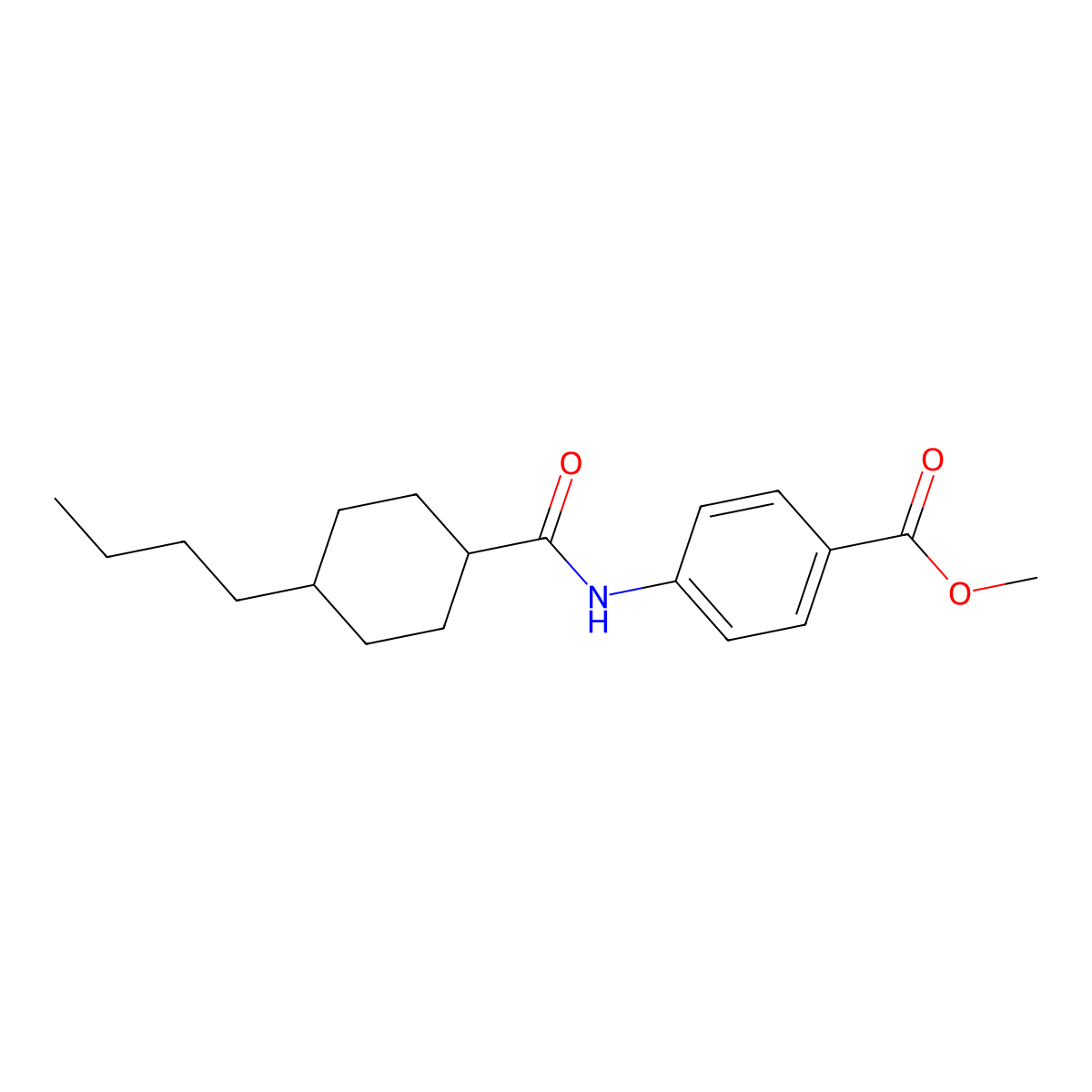 Methyl 4-[(4-butylcyclohexyl)carbonylamino]benzoate molecular structure, CAS 714261-72-0
