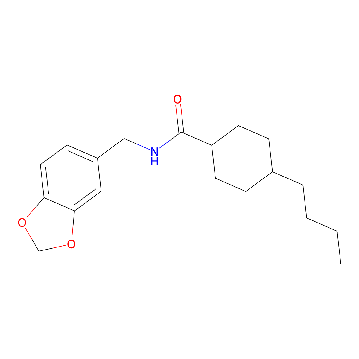 N-(1,3-benzodioxol-5-ylmethyl)-4-butylcyclohexanecarboxamide molecular structure, CAS 714261-74-2