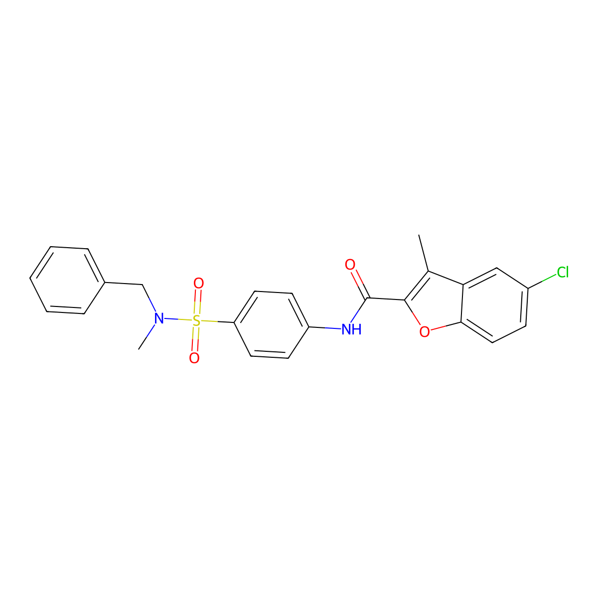 N-[4-[benzyl(methyl)sulfamoyl]phenyl]-5-chloro-3-methyl-1-benzofuran-2-carboxamide molecular structure, CAS 714261-87-7