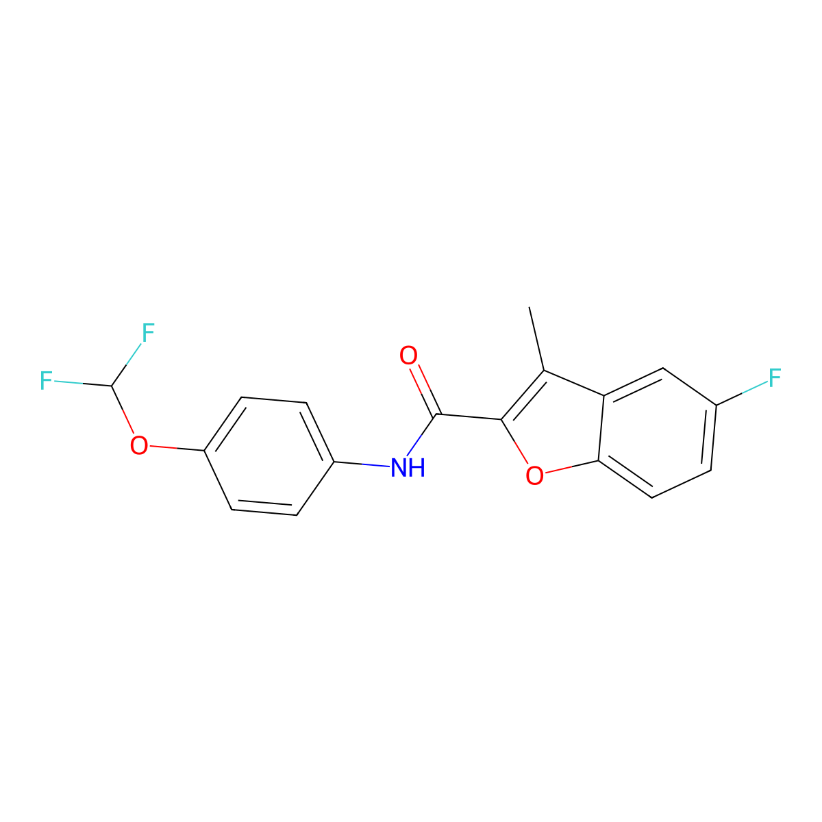 N-[4-(difluoromethoxy)phenyl]-5-fluoro-3-methyl-1-benzofuran-2-carboxamide molecular structure, CAS 714262-10-9