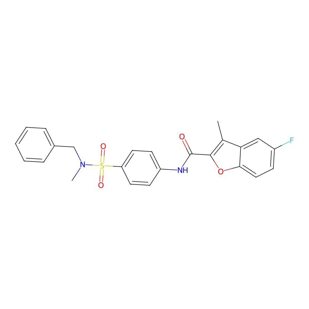 N-{4-[benzyl(methyl)sulfamoyl]phenyl}-5-fluoro-3-methyl-1-benzofuran-2-carboxamide molecular structure, CAS 714262-12-1