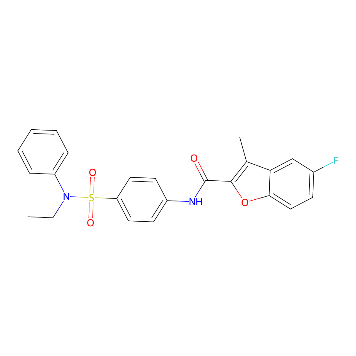 N-{4-[ethyl(phenyl)sulfamoyl]phenyl}-5-fluoro-3-methyl-1-benzofuran-2-carboxamide molecular structure, CAS 714262-13-2
