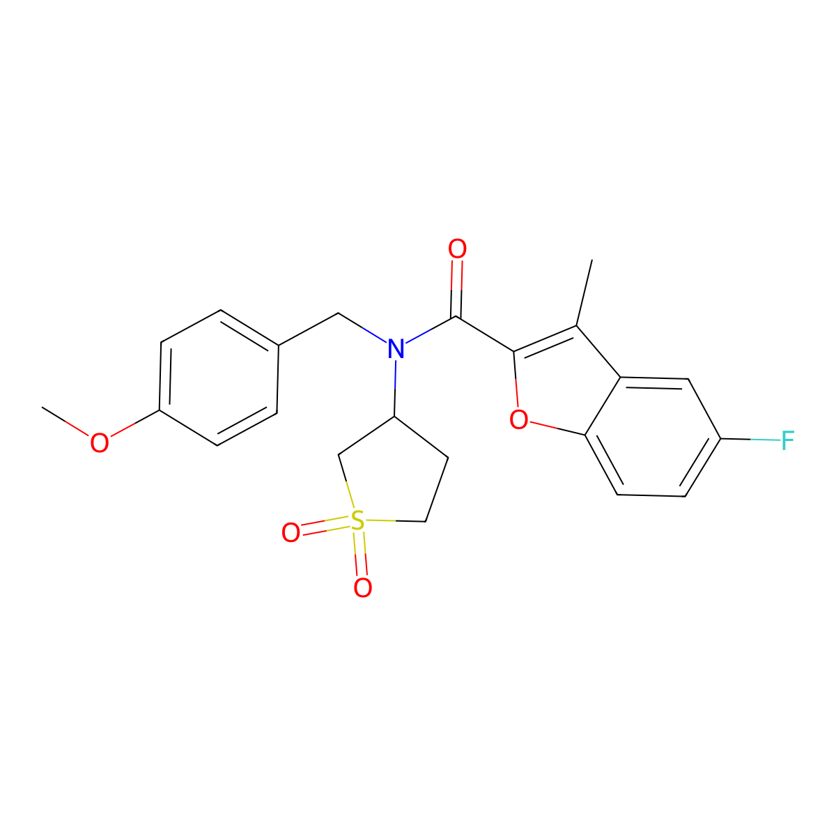 N-(1,1-dioxidotetrahydrothiophen-3-yl)-5-fluoro-N-(4-methoxybenzyl)-3-methyl-1-benzofuran-2-carboxamide molecular structure, CAS 714262-14-3