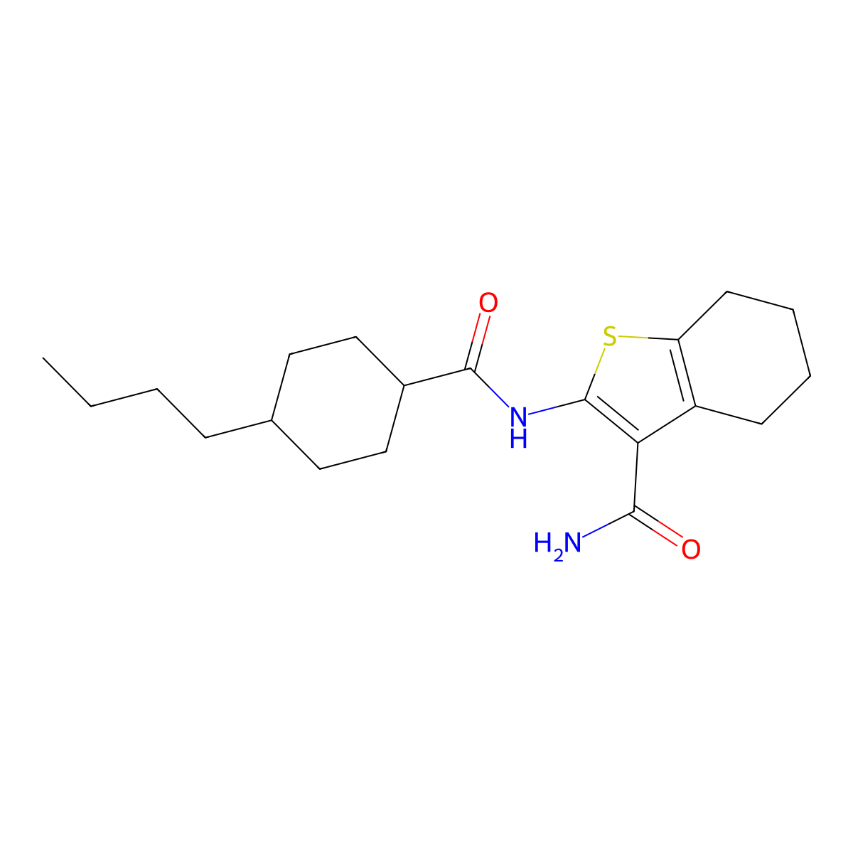 2-[(4-Butylcyclohexanecarbonyl)amino]-4,5,6,7-tetrahydro-1-benzothiophene-3-carboxamide molecular structure, CAS 714262-15-4