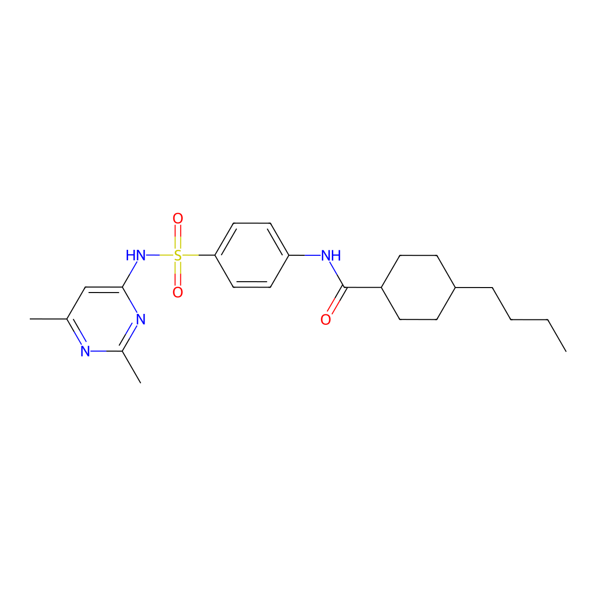 4-butyl-N-{4-[(2,6-dimethylpyrimidin-4-yl)sulfamoyl]phenyl}cyclohexanecarboxamide molecular structure, CAS 714262-17-6