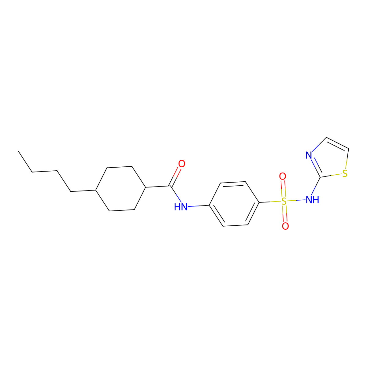 4-butyl-N-[4-(1,3-thiazol-2-ylsulfamoyl)phenyl]cyclohexanecarboxamide molecular structure, CAS 714262-18-7