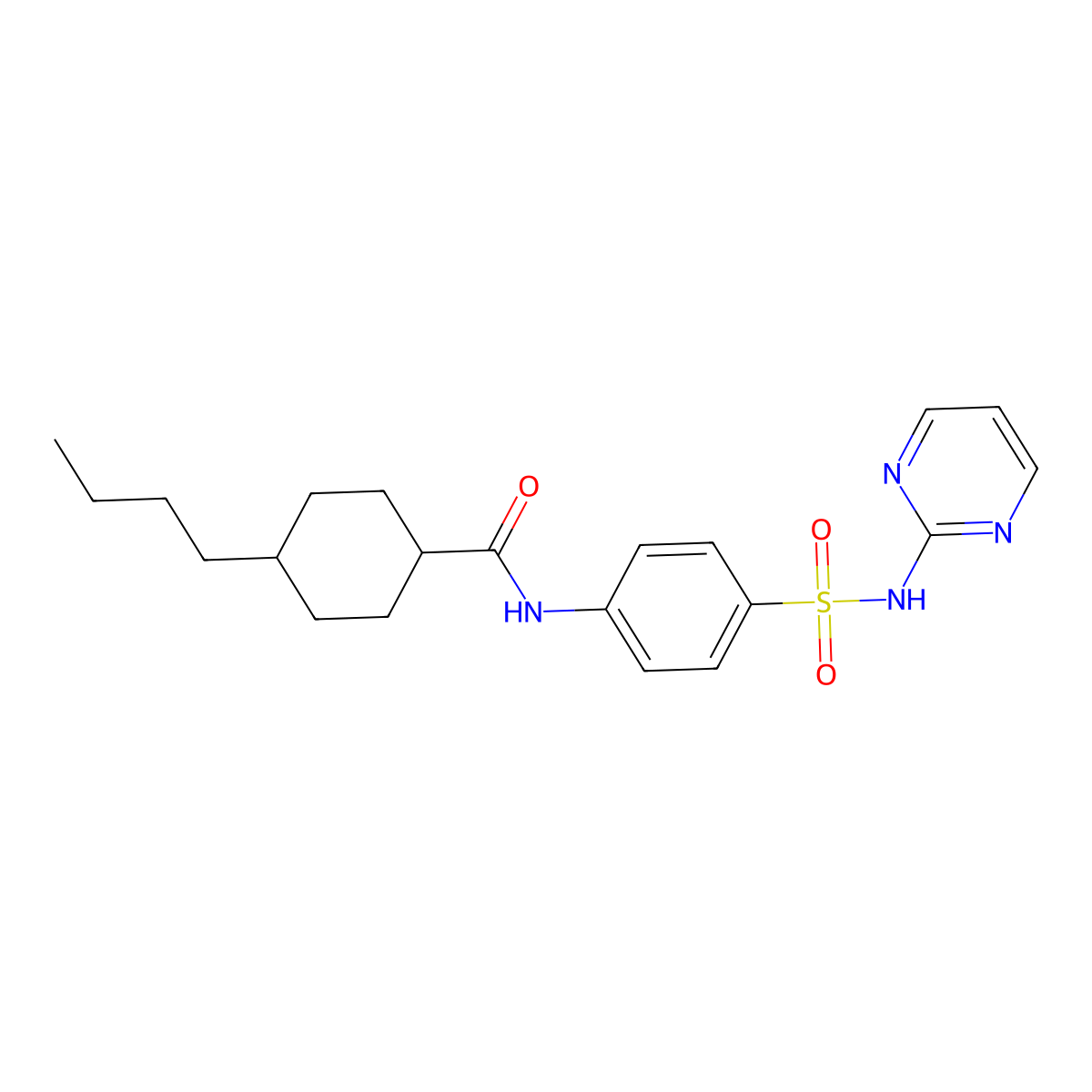 4-butyl-N-[4-(pyrimidin-2-ylsulfamoyl)phenyl]cyclohexanecarboxamide molecular structure, CAS 714262-19-8