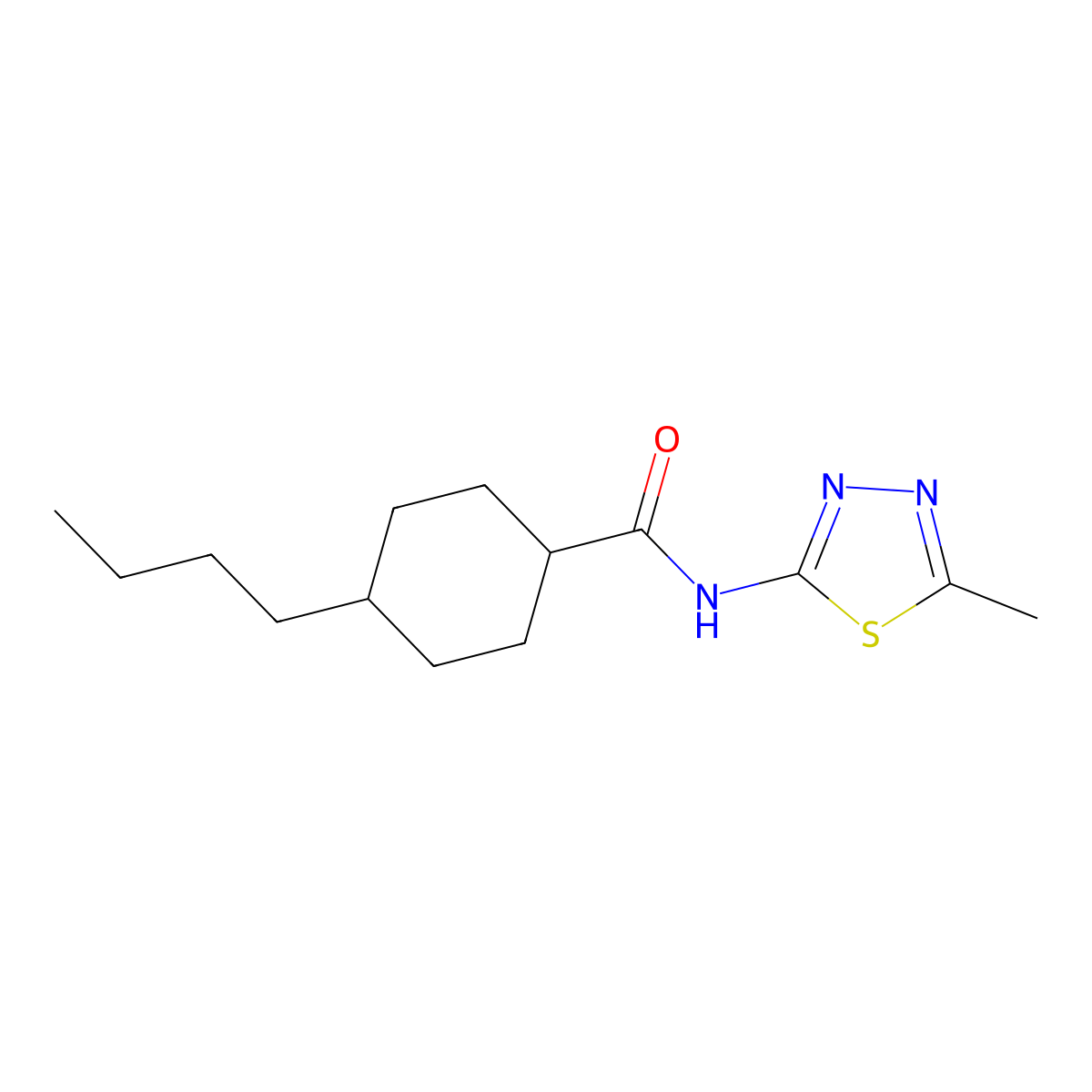 4-butyl-N-(5-methyl-1,3,4-thiadiazol-2-yl)cyclohexane-1-carboxamide molecular structure, CAS 714262-22-3