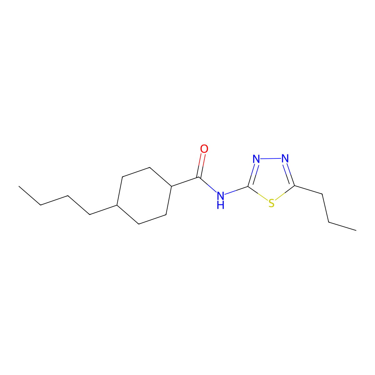 4-butyl-N-(5-propyl-1,3,4-thiadiazol-2-yl)cyclohexane-1-carboxamide molecular structure, CAS 714262-23-4