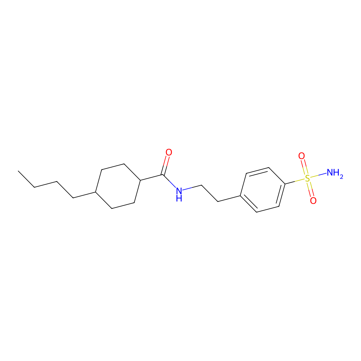 4-butyl-N-[2-(4-sulfamoylphenyl)ethyl]cyclohexane-1-carboxamide molecular structure, CAS 714262-24-5