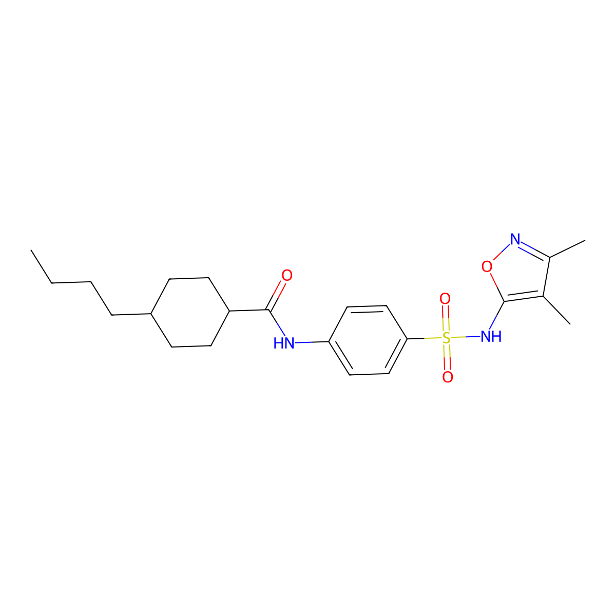 4-butyl-N-{4-[(3,4-dimethyl-1,2-oxazol-5-yl)sulfamoyl]phenyl}cyclohexanecarboxamide molecular structure, CAS 714262-25-6